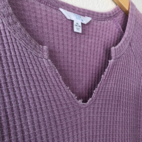 PLUS Time And Tru Purple Waffle Top - Picture 4 of 7